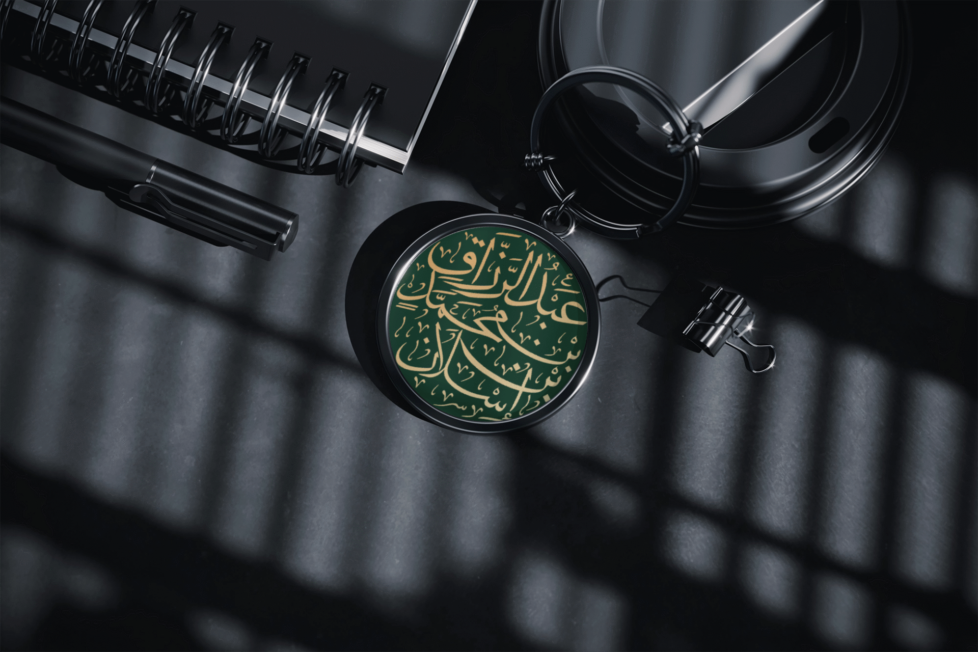 Circle metal keychain mockup