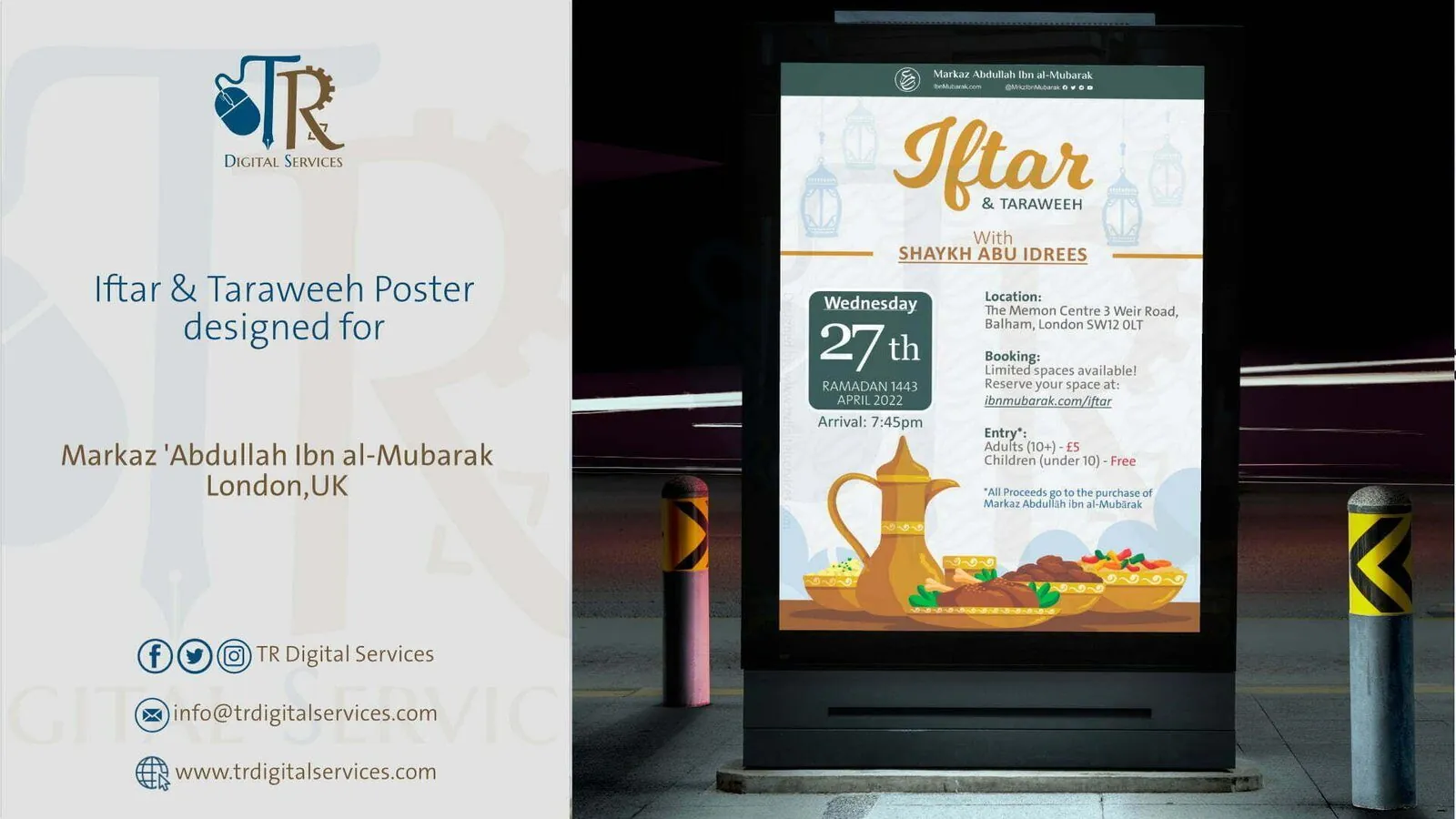 Community Spirit: Iftar & Taraweeh Poster for Markaz ‘Abdullah Ibn Al-Mubarak