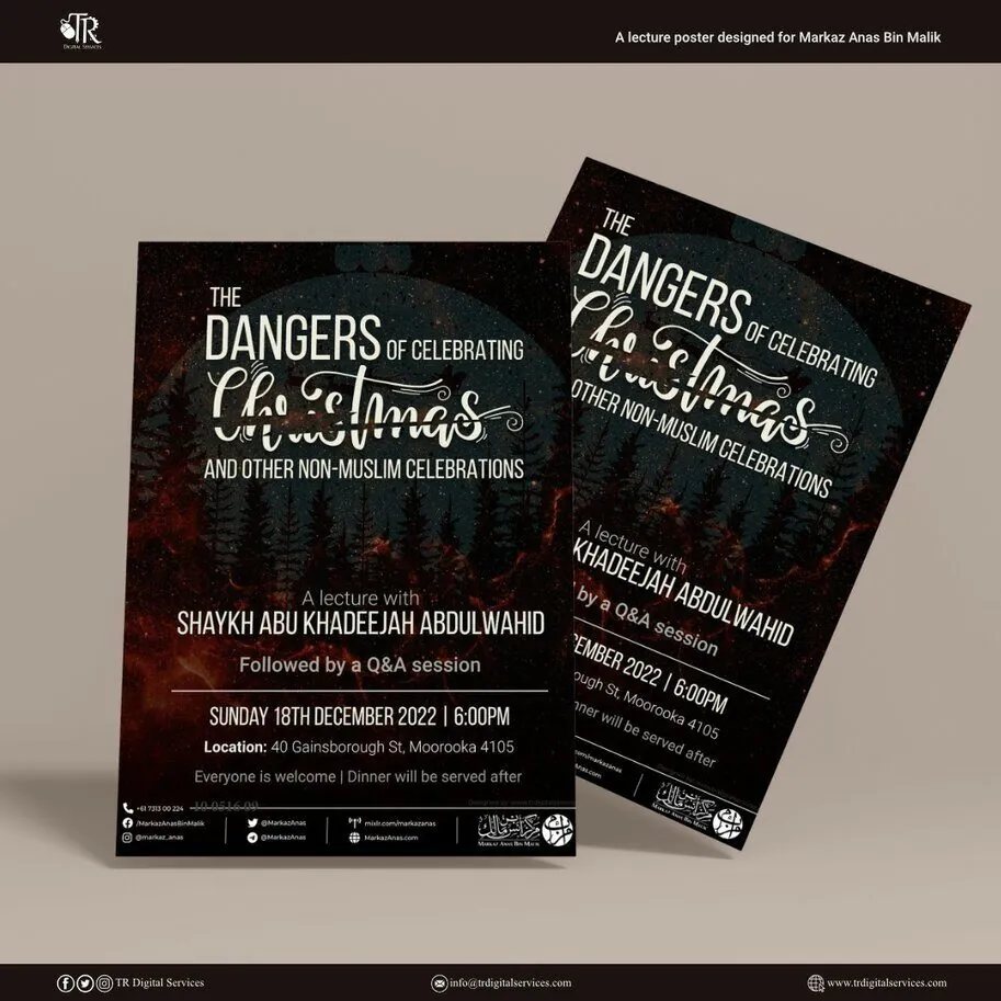 Islamic Lecture Poster: Dangers of Christmas – Markaz Anas Bin Malik - Project Image