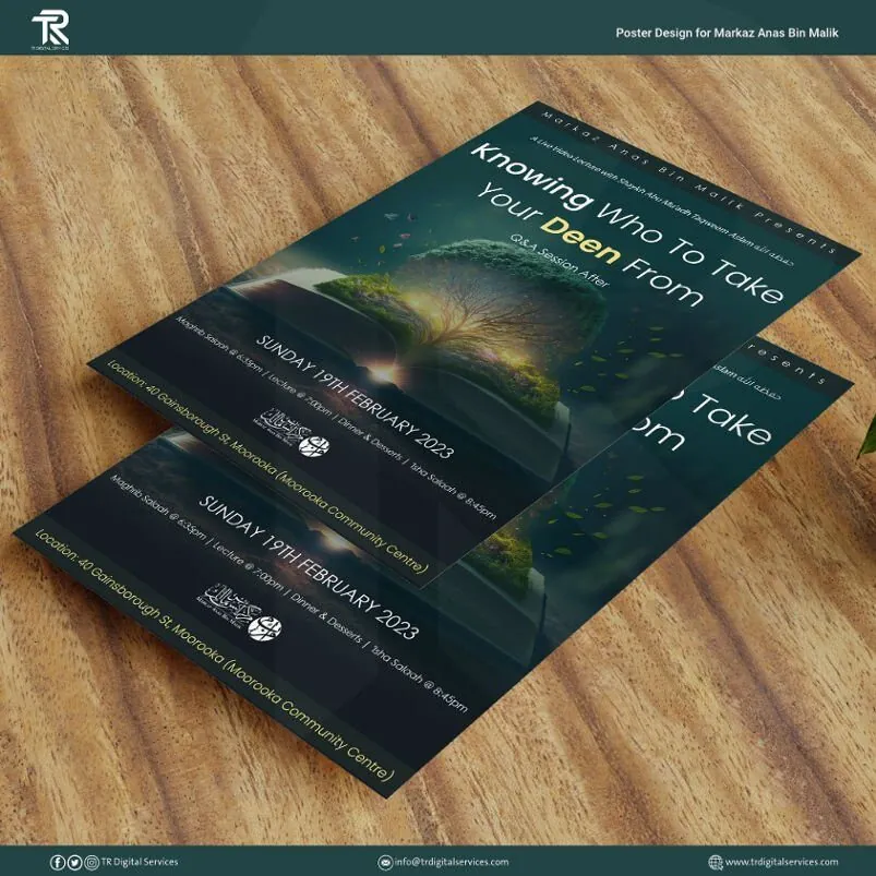 Islamic Poster Design: Knowing Who To Take Your Deen From — Shaykh Abu Muadh Taqweem Aslam حفظه الله - Project Image