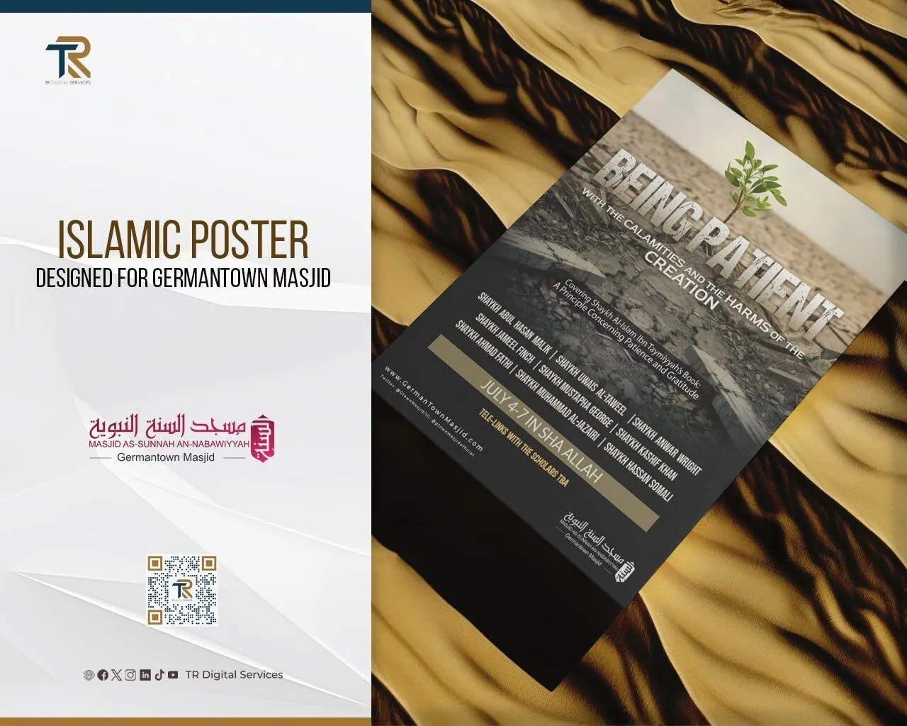 Islamic Spiritual Resilience Poster for Germantown Masjid Lecture on Patience During Trials