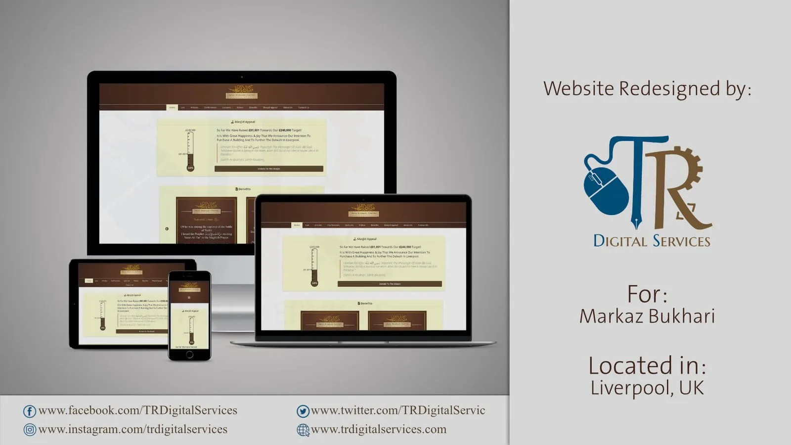 Screenshot of Markaz Bukhari Liverpool website design