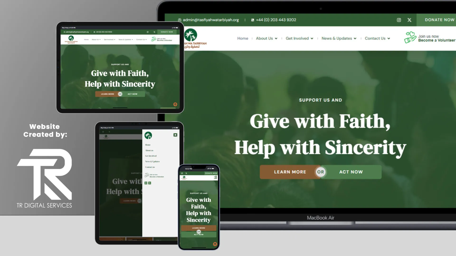 Tasfiyah wa Tarbiyah mobile responsive Islamic charity website design