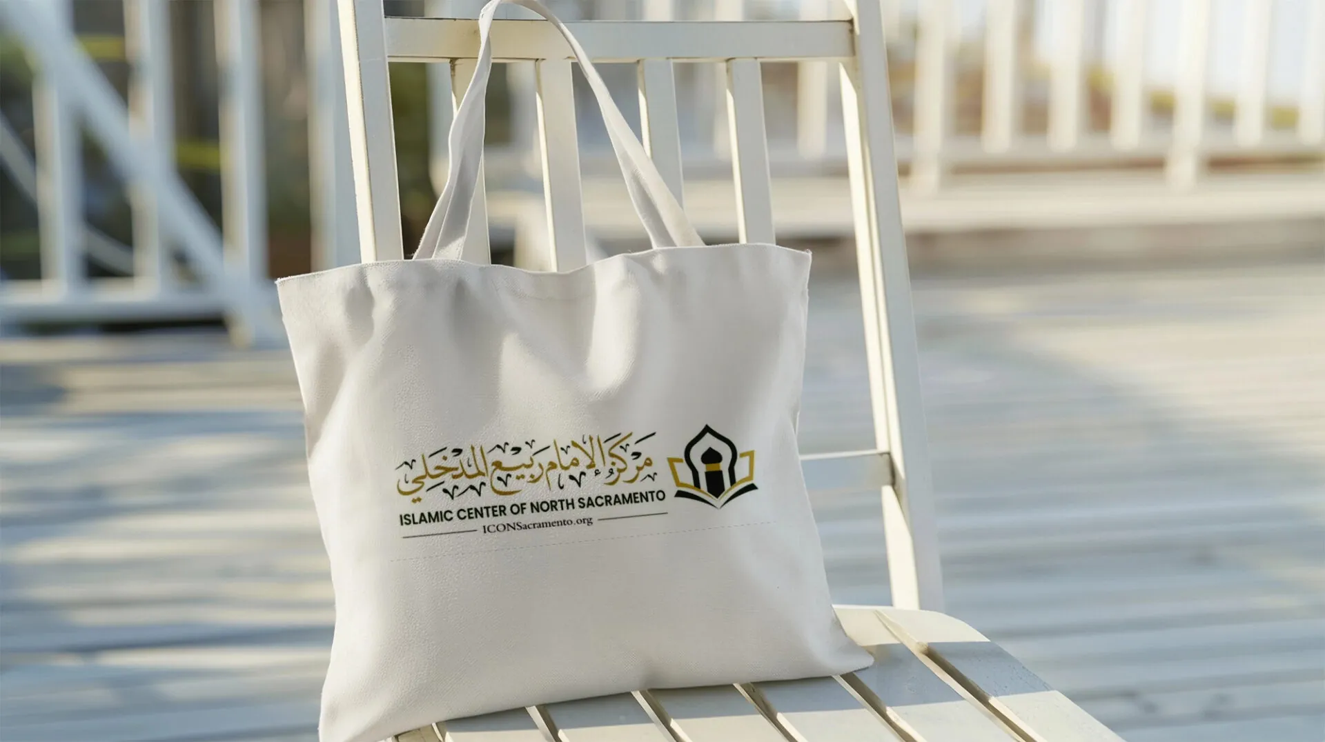 Tote bag mockup on porch