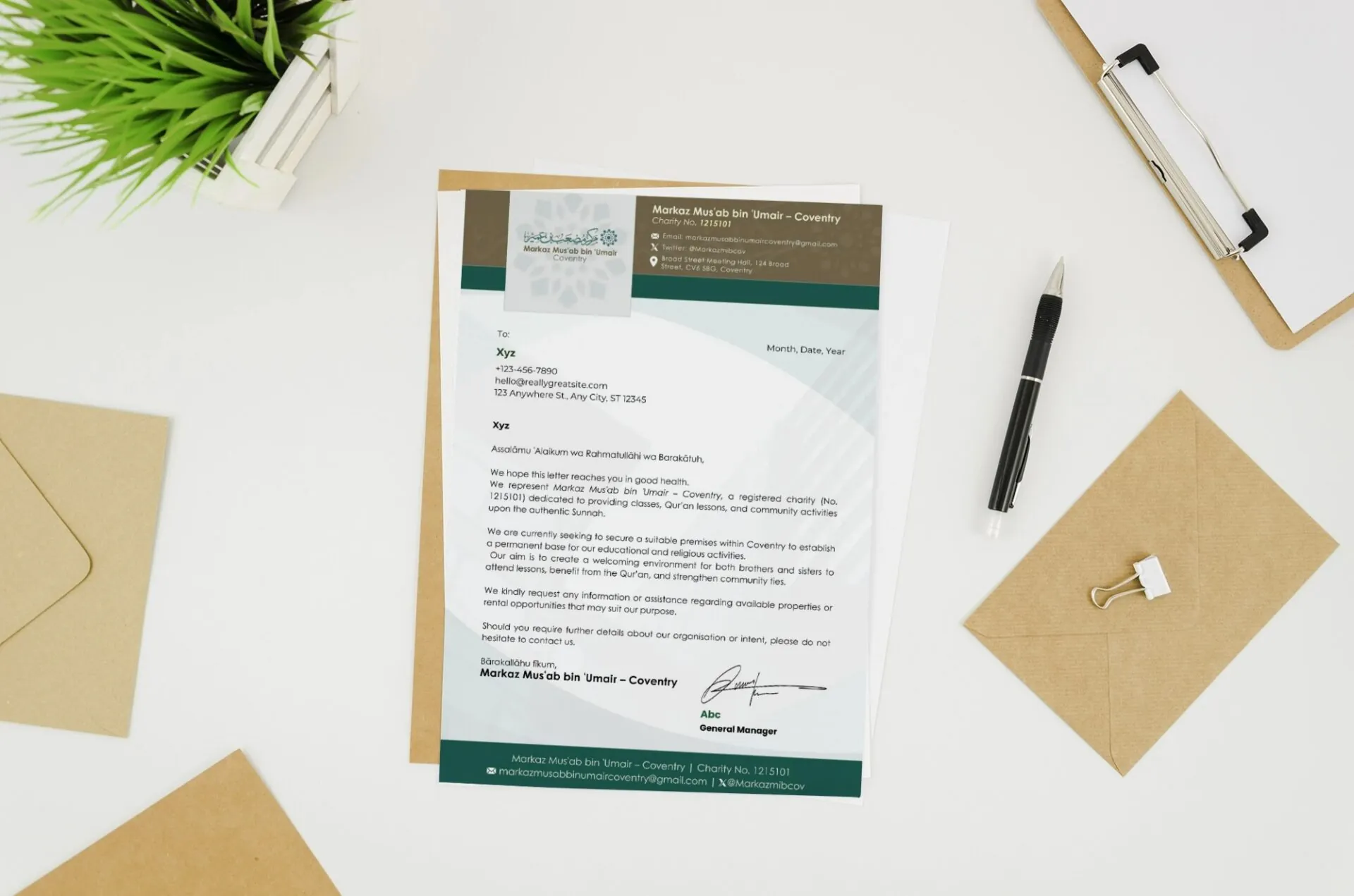 Top view card on white background